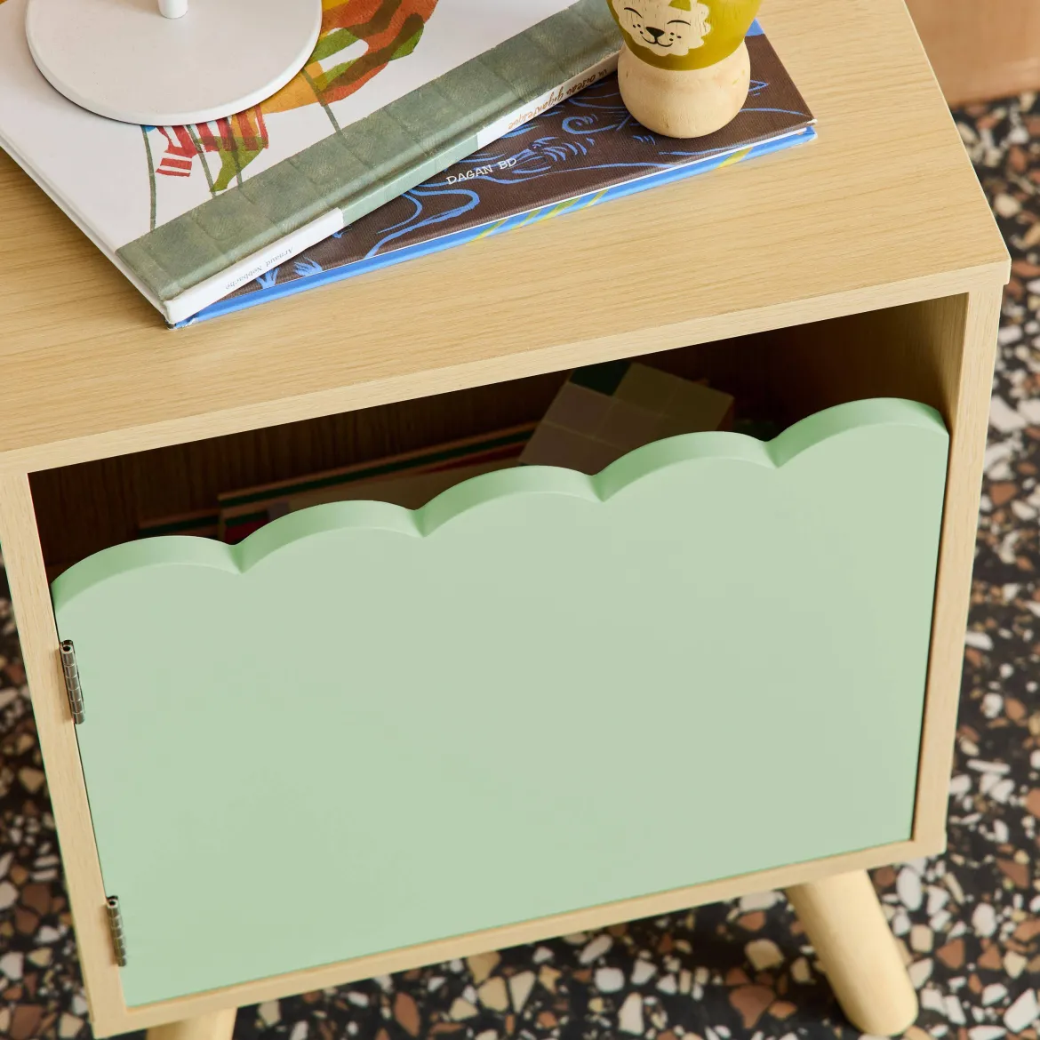 Comodino per bambini decorazione legno 1 anta