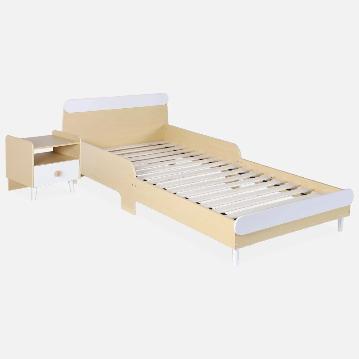 Comodino per bambini effetto legno, bianco