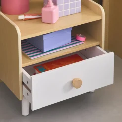 Comodino per bambini effetto legno, bianco