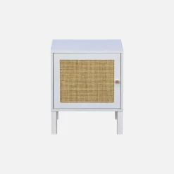 Comodino per bambini in legno bianco e canna da zucchero