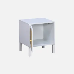 Comodino per bambini in legno bianco e canna da zucchero