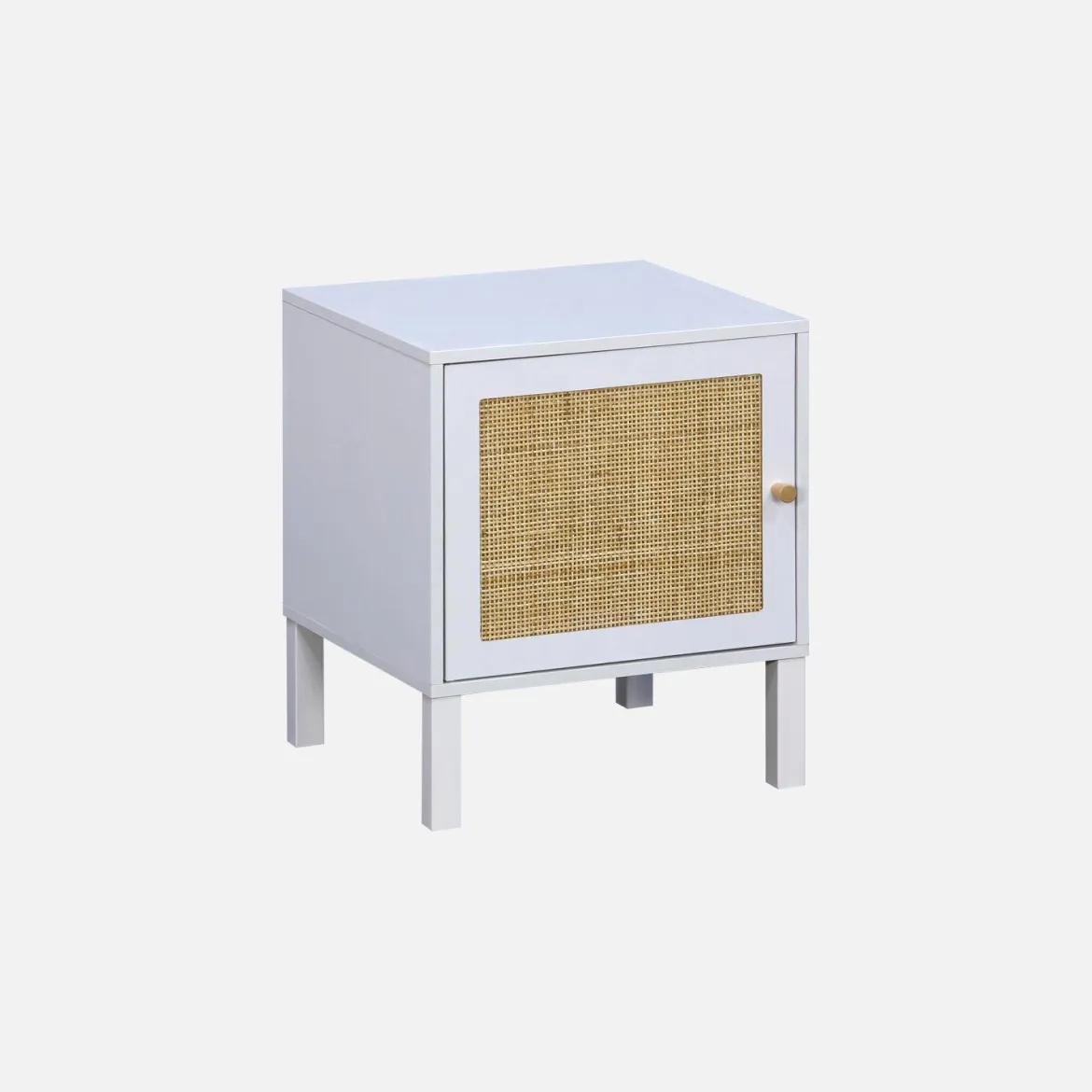Comodino per bambini in legno bianco e canna da zucchero