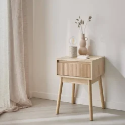 Comodino decorazione legno 1 cassetto