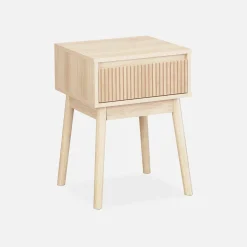 Comodino decorazione legno 1 cassetto