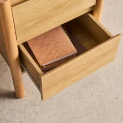Comodino decorazione legno 2 cassetti