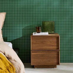 Comodino effetto legno 2 cassetti