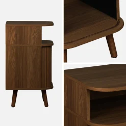 Comodino scandinavo decorazione legno 2 porte scorrevoli