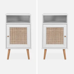 Comodino scandinavo in vimini