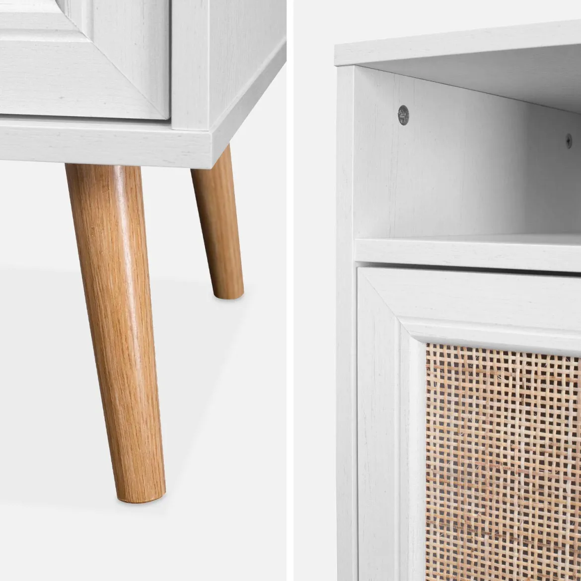 Comodino scandinavo in vimini