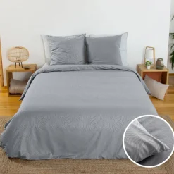Completo letto in poliestere reversibile stampato zebrato 2 posti grigio