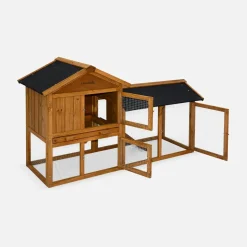 Conigliera in legno per conigli e roditori con recinto, 4 conigli
