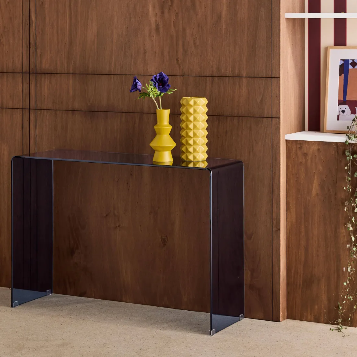 Console rettangolare in cristallo temperato, 110cm