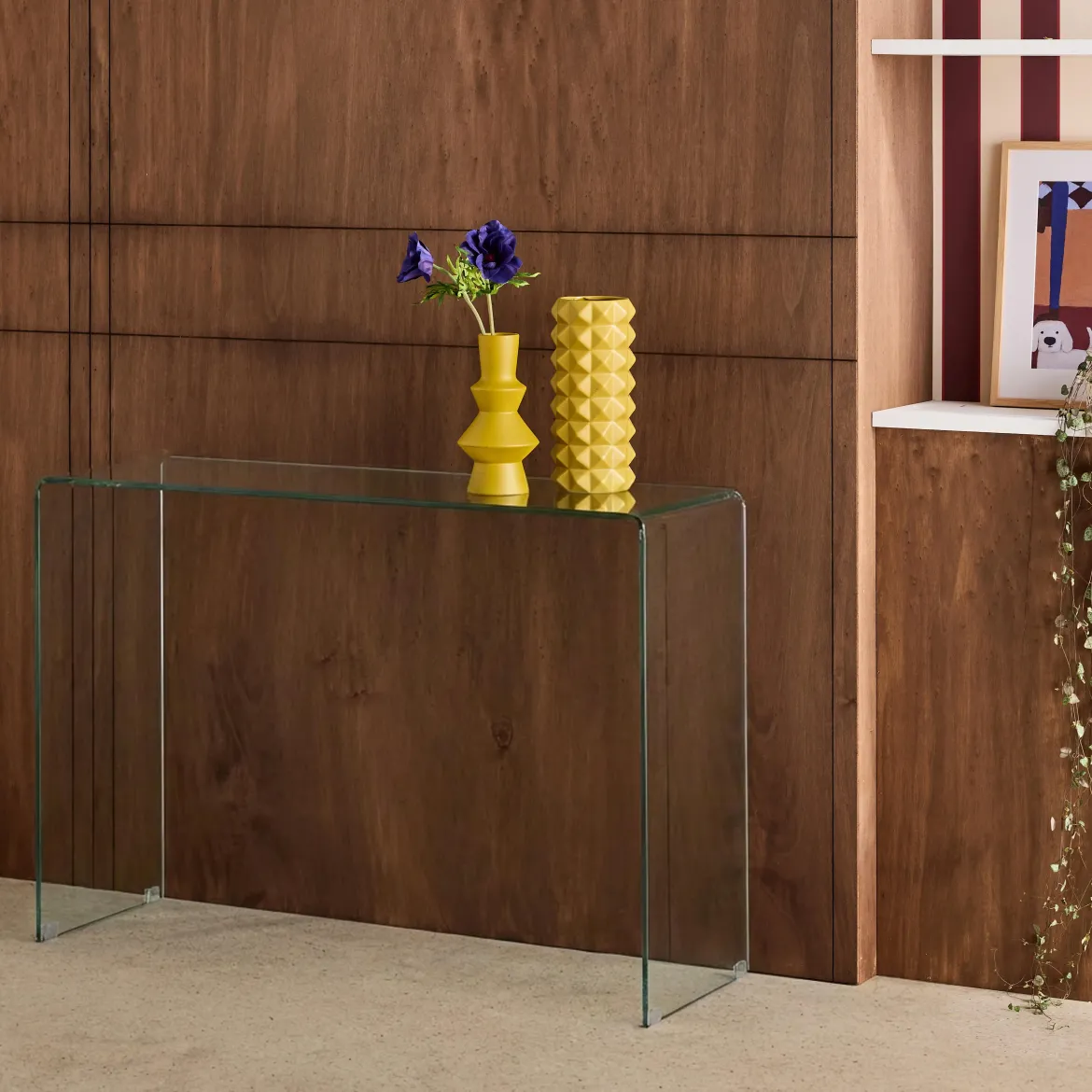 Console rettangolare in cristallo temperato, 110cm