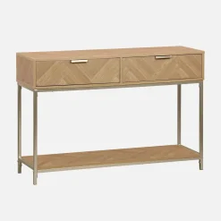 Consolle a spina di pesce con effetto legno, 110cm