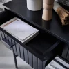 Consolle con effetto legno scanalato nero a 2 cassetti, 100cm