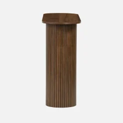 Consolle ovale scandinava con effetto legno scanalato, 120cm