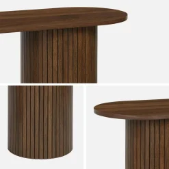 Consolle ovale scandinava con effetto legno scanalato, 120cm