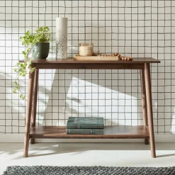 Consolle scandinava effetto legno di noce, 110cm