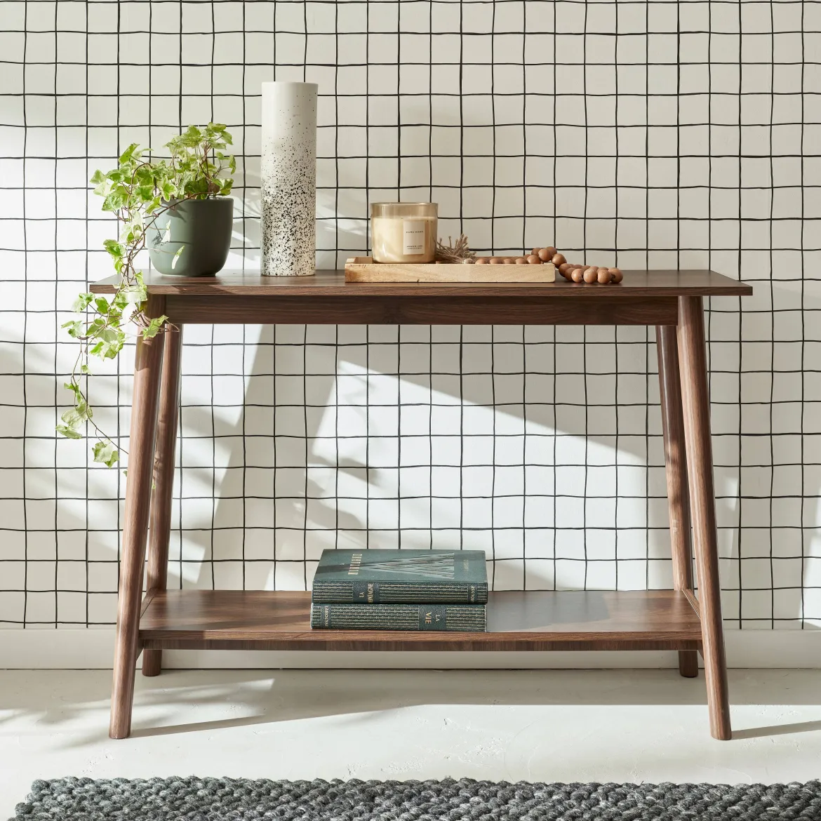 Consolle scandinava effetto legno di noce, 110cm
