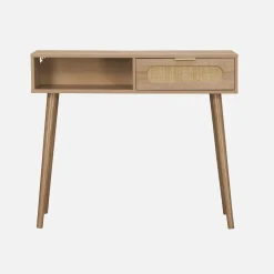 Consolle scandinava in canna e legno, 100cm
