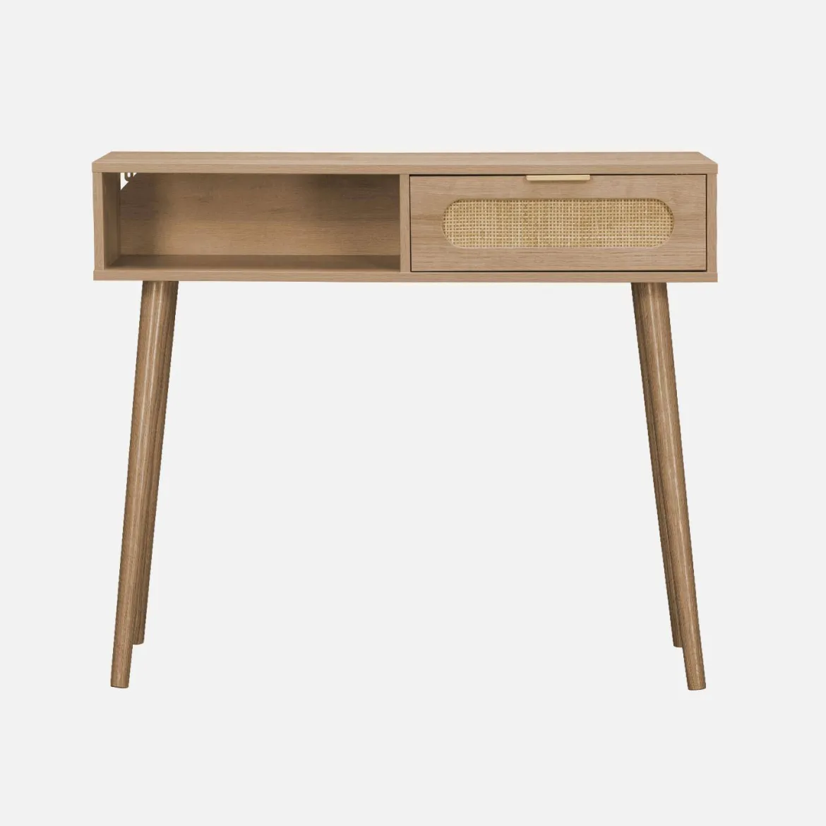 Consolle scandinava in canna e legno, 100cm