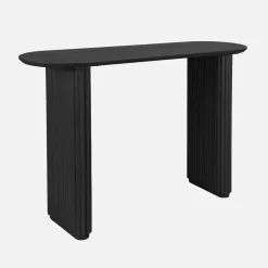 Consolle ovale in legno di hevea impiallacciato rovere