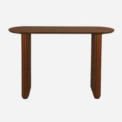 Consolle ovale in legno di hevea impiallacciato rovere