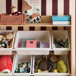 Contenitore per bambini con 9 contenitori, 4 ripiani, 1 anta