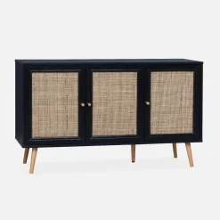 Credenza 3 ante in cannage, 120 cm