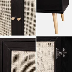 Credenza 3 ante in cannage, 120 cm