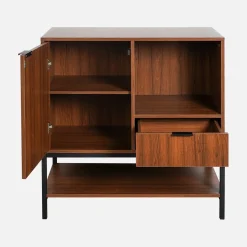 Credenza a 1 anta in legno di noce, 80cm