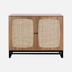 Credenza a 2 ante in canna e legno, 100cm