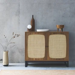 Credenza a 2 ante in canna e legno, 100cm