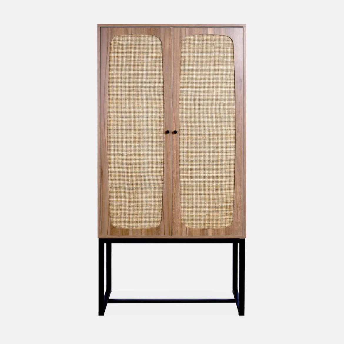 Credenza a 2 ante in canna e legno, 165cm