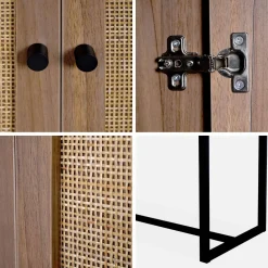 Credenza a 2 ante in canna e legno, 165cm