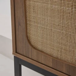 Credenza a 2 ante in canna e legno, 165cm