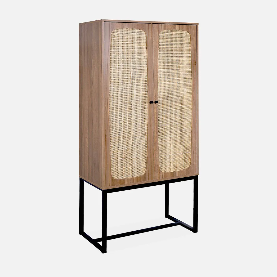 Credenza a 2 ante in canna e legno, 165cm