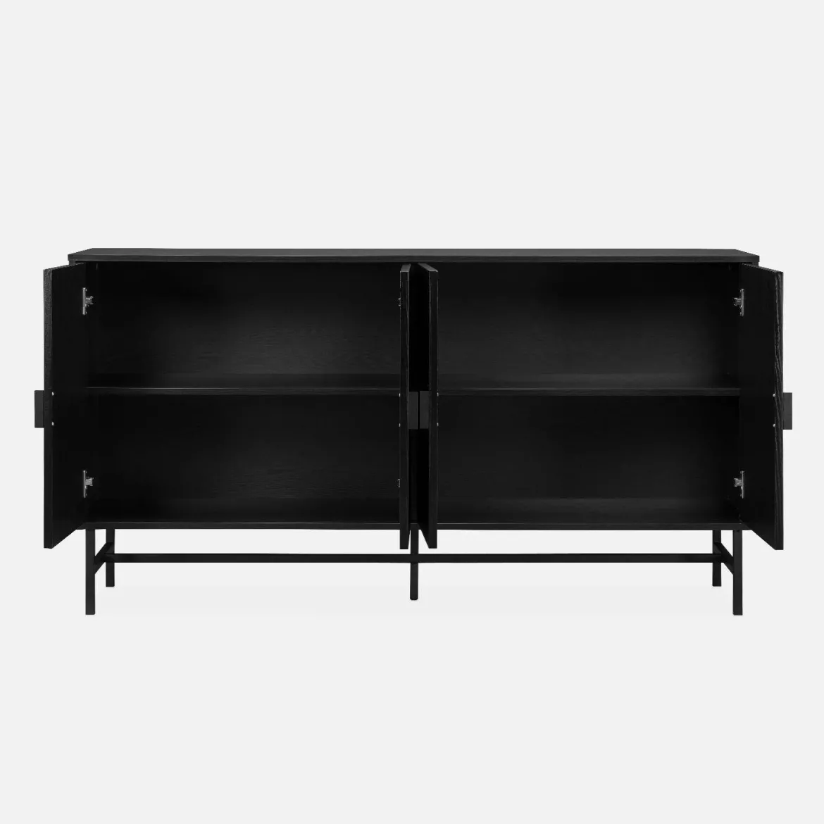 Credenza a 4 ante scanalata effetto legno, 157.5cm
