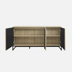 Credenza contemporanea scanalata effetto legno a 3 ante, 160cm