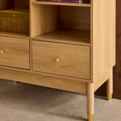 Credenza decorativa in legno e canna 1 anta 75cm