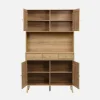 Credenza decorazione in legno e cannage 4 ante e 3 cassetti, 110cm