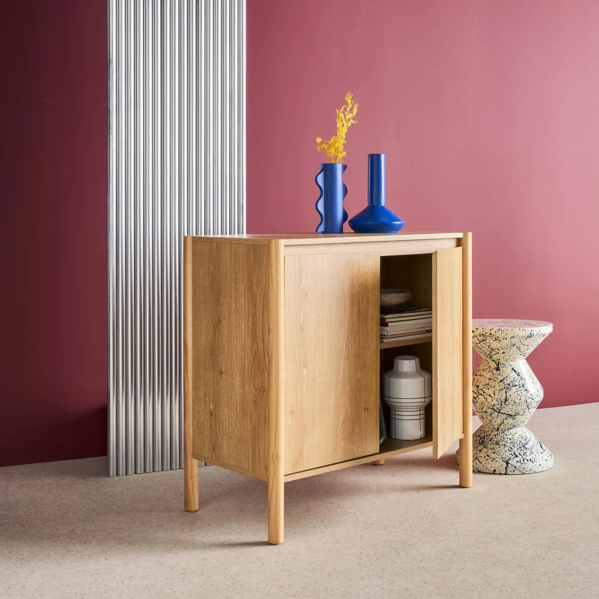 Credenza decorazione legno 2 ante 80cm