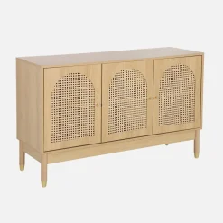 Credenza decorazione legno e canna 3 ante 120cm