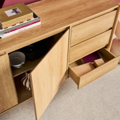 Credenza decorazione legno 2 ante 3 cassetti 150cm