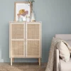 Credenza effetto canna e legno a 2 ante, 80cm