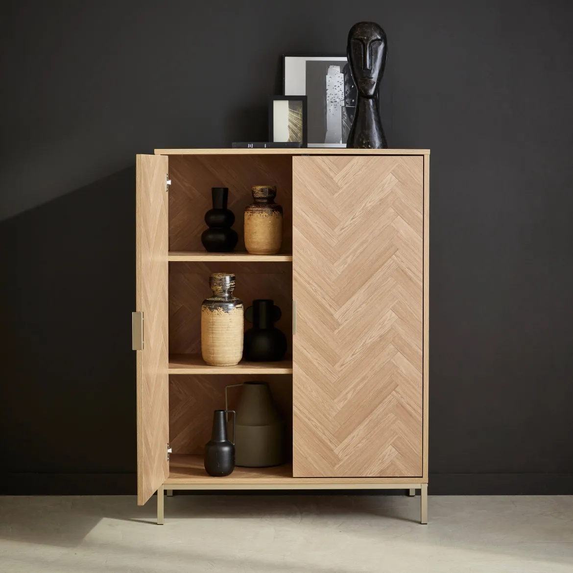 Credenza effetto legno a 2 ante, 80cm