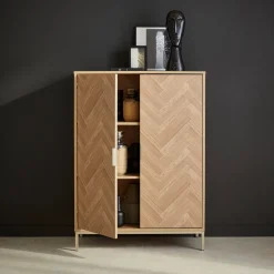 Credenza effetto legno a 2 ante, 80cm