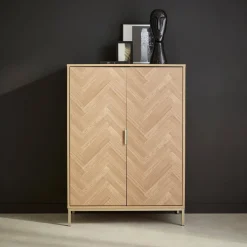 Credenza effetto legno a 2 ante, 80cm