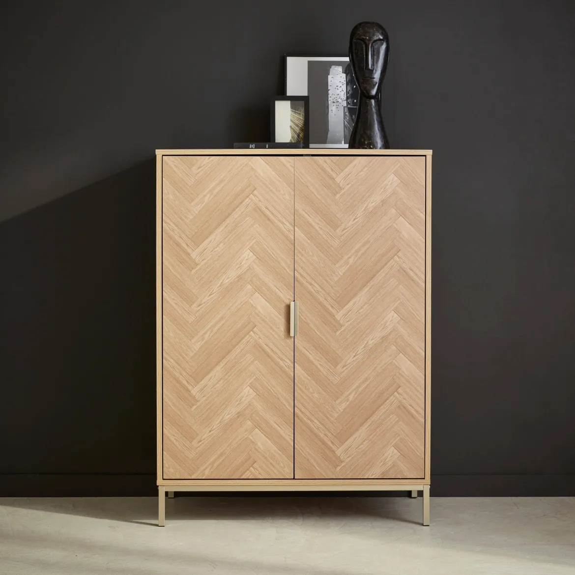 Credenza effetto legno a 2 ante, 80cm