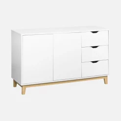 Credenza effetto legno con gambe in legno 2 ante, 120cm